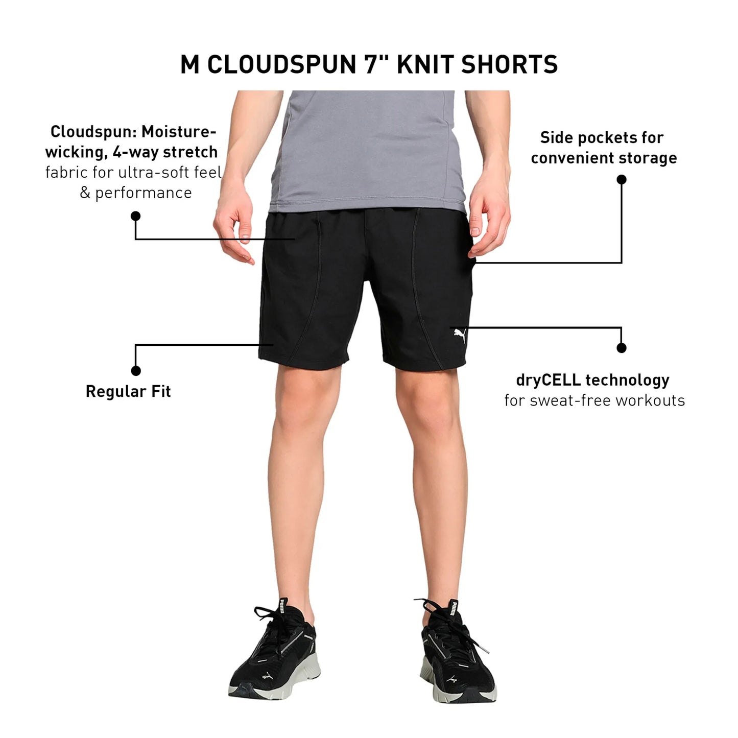 M CLOUDSPUN 7"" KNIT SHORT PUMA 525715-01