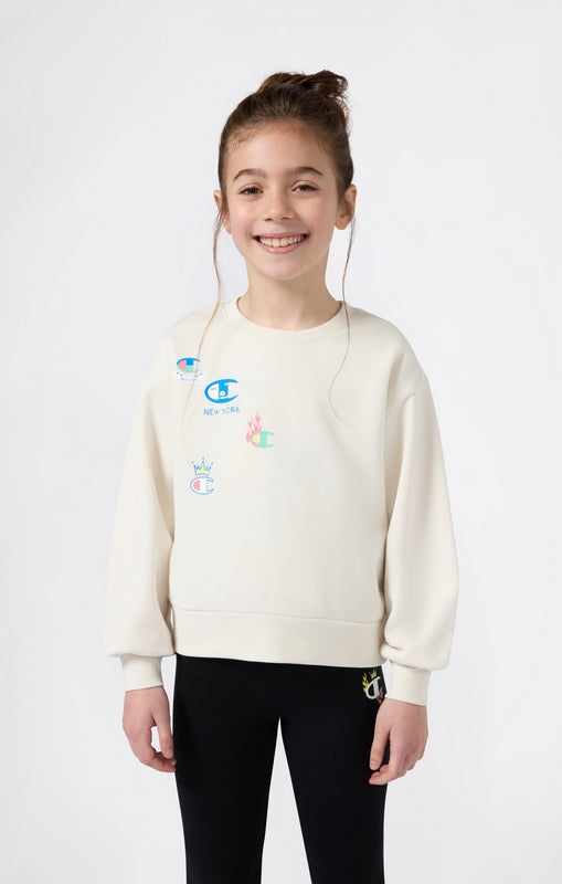 Felpa Girocollo Champion Crewneck Sweatshirt Junior Bianco 405219-WW056