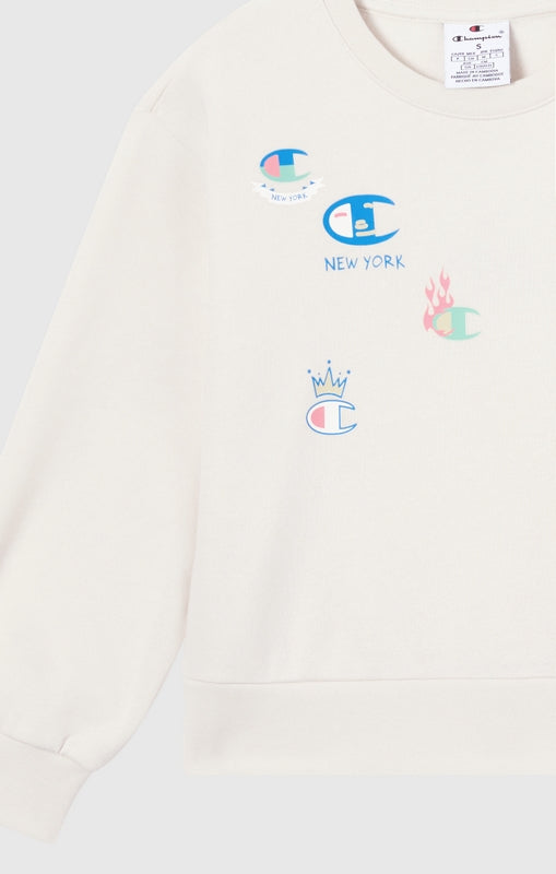 Felpa Girocollo Champion Crewneck Sweatshirt Junior Bianco 405219-WW056
