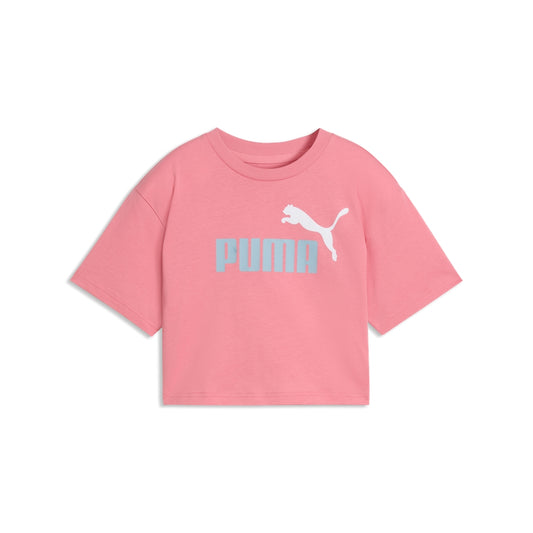 Puma ess 2 color logo tee - t-shirt ragazza rosa (686071-25)