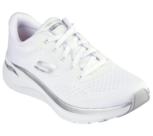 Scarpe skechers arch fit 2.0 - glow the distanc - 150067-wsl bianco argento