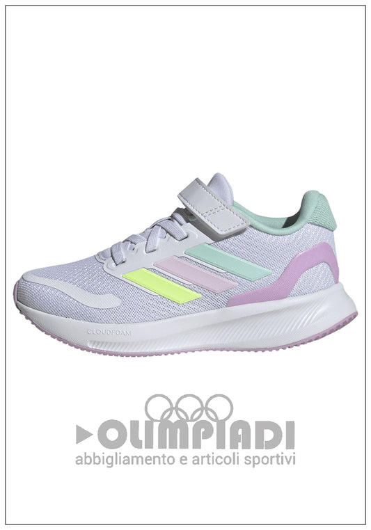 Scarpe Bambina Adidas Run Falcon 5 EL C - JP5153 Bianco e Colori Pastello | Leggere e Comode