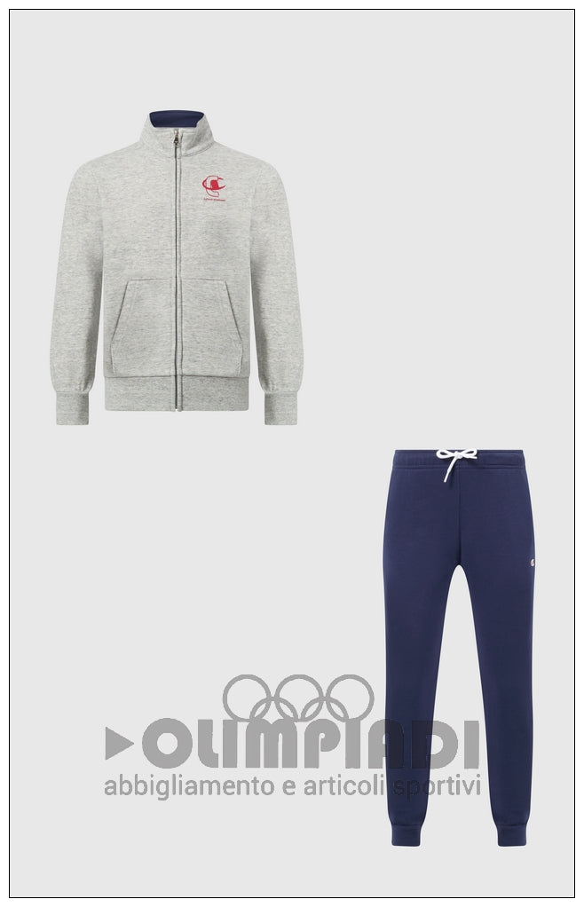 Tuta Ragazzo Champion Full Zip - 307536 Grigia e Blu | French Terry