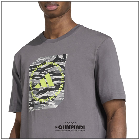 T-Shirt Ragazzo Adidas Camo Box - KB7317 Grigia | Stampa Camouflage