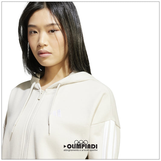 Felpa Donna Adidas Essentials 3-Stripes Full-Zip - JW1821 | French Terry