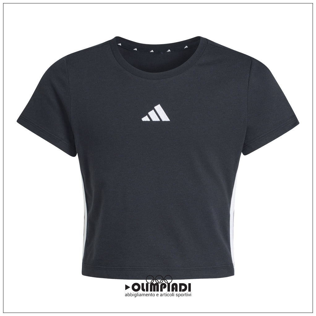 T-Shirt Ragazza Adidas 3-Stripes Baby Tee - JZ1211 | Nero