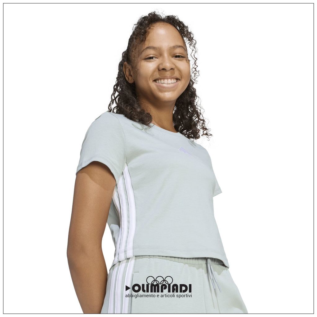 T-Shirt Corta Ragazza Adidas 3-Stripes Baby Tee - JZ1212 | Verde Acqua