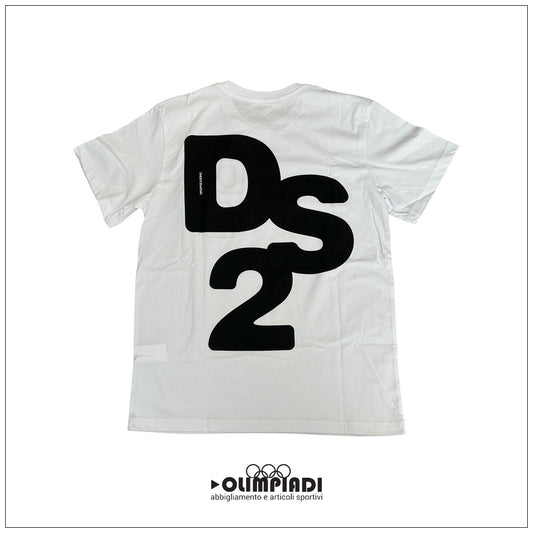 T-shirt Uomo DS2 Bianca in Cotone con Maxi Logo Posteriore - SS26229