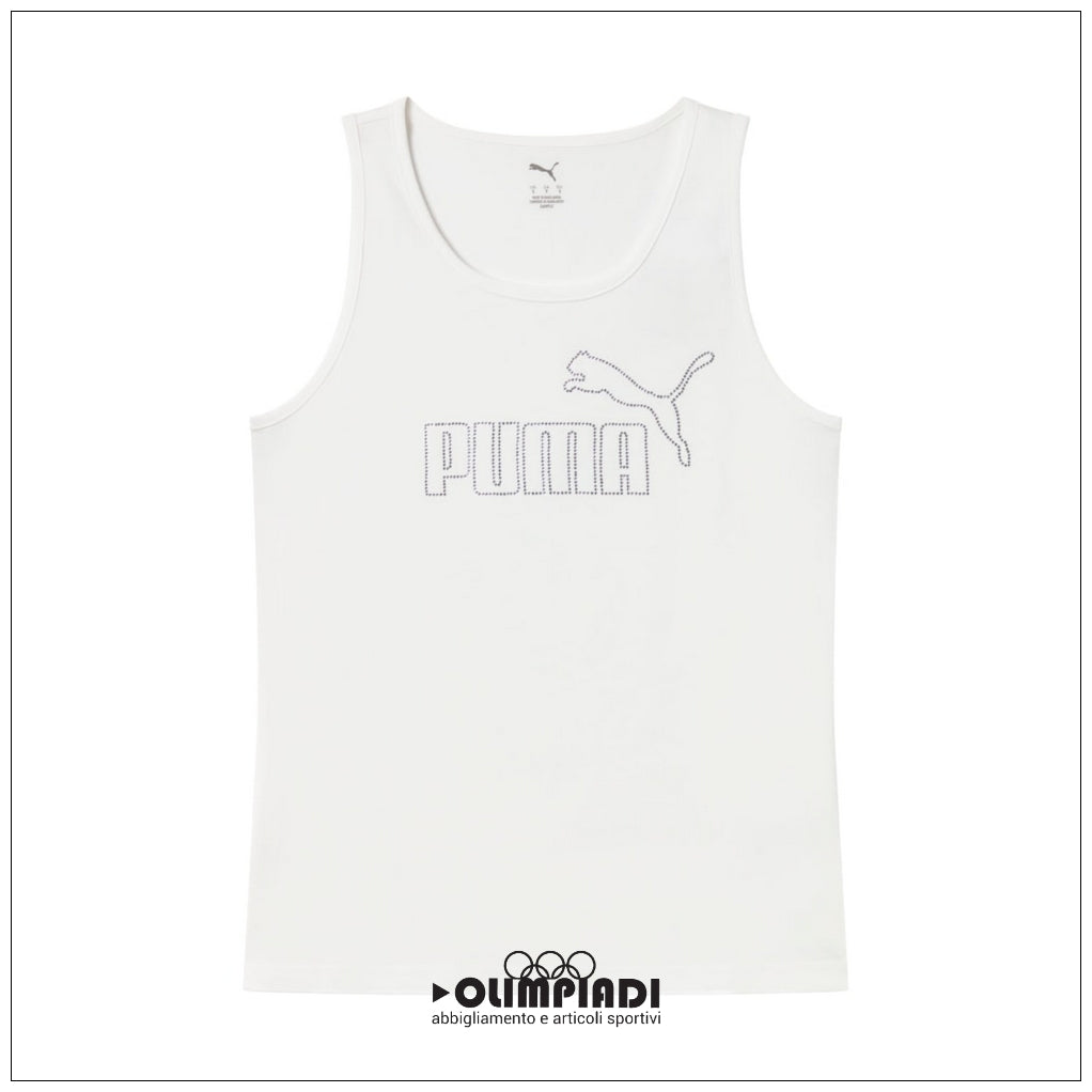 Canotta Donna Puma ESS Logo Rhinestone Bianca - 693864-02