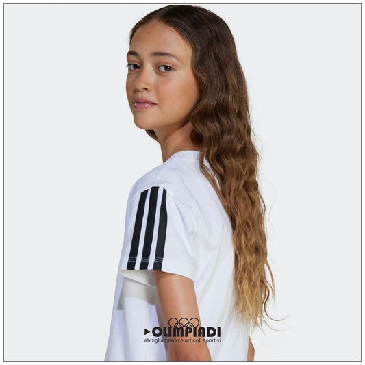 T-Shirt Ragazza Adidas 3-Stripes Bianca - JJ0945