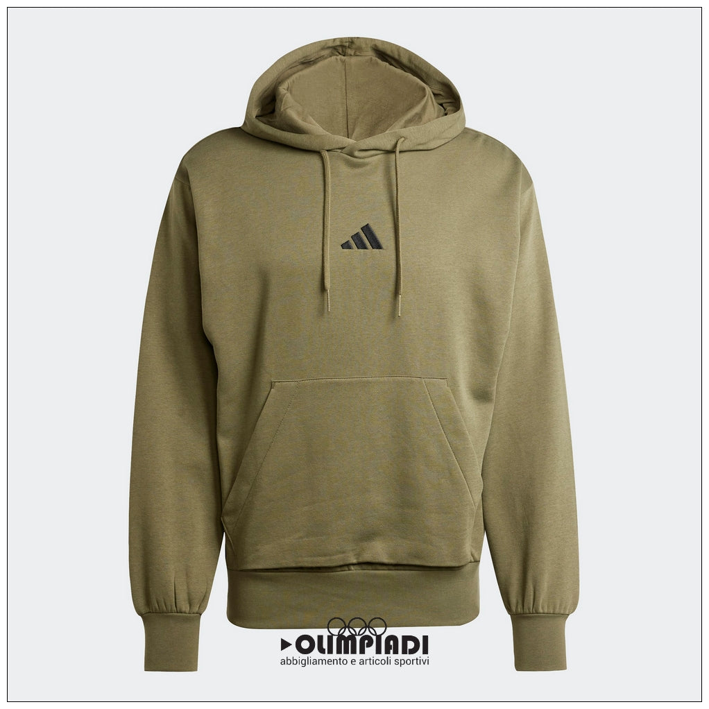 Felpa Uomo Adidas Feelcozy Hoodie Verde Oliva - JE3799