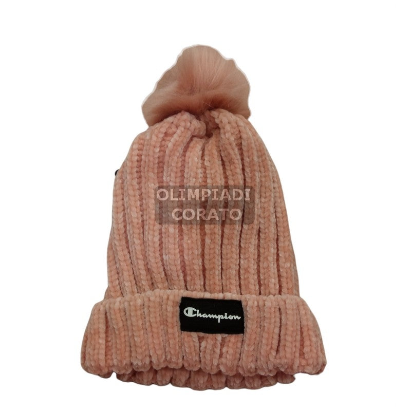 CAPPELLO LANA CHAMPION VELLUTO PON PON ROSA