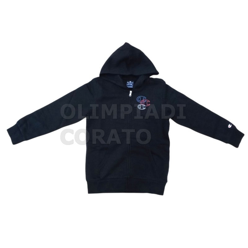 FELPA ZIP CAPPUCCIO JR CHAMPION NERO