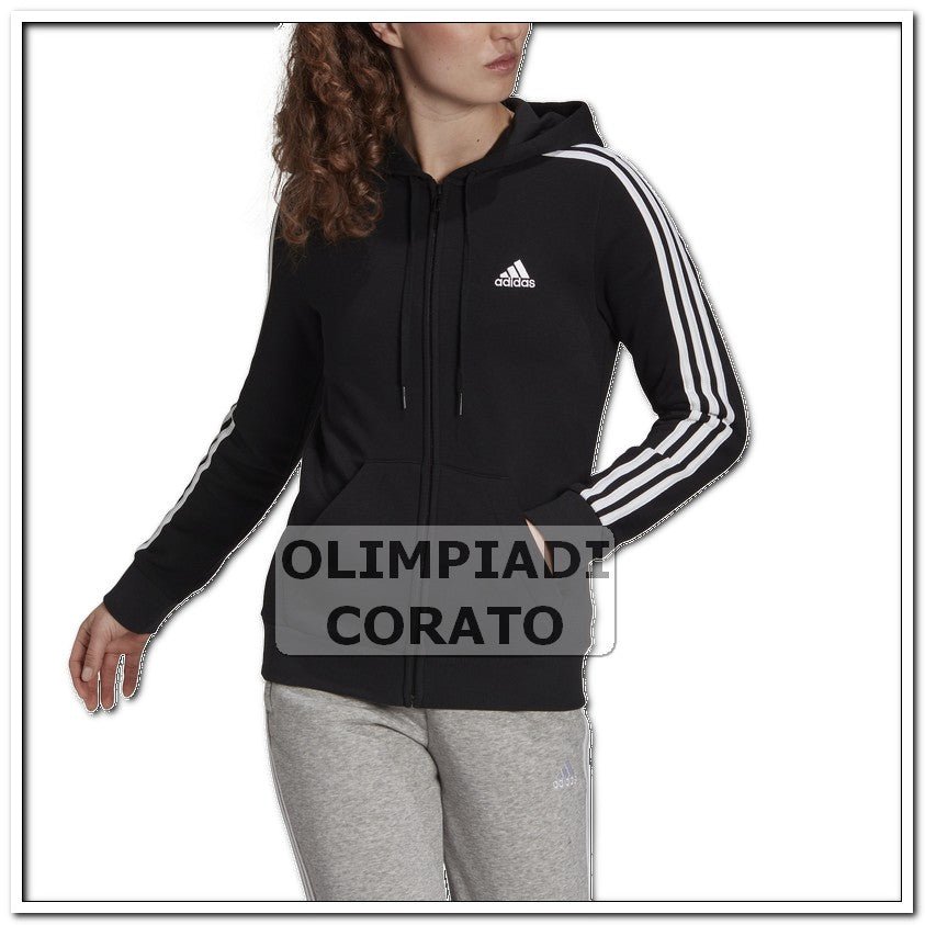 FELPA CAPPUCCIO ZIP W ADIDAS NERO
