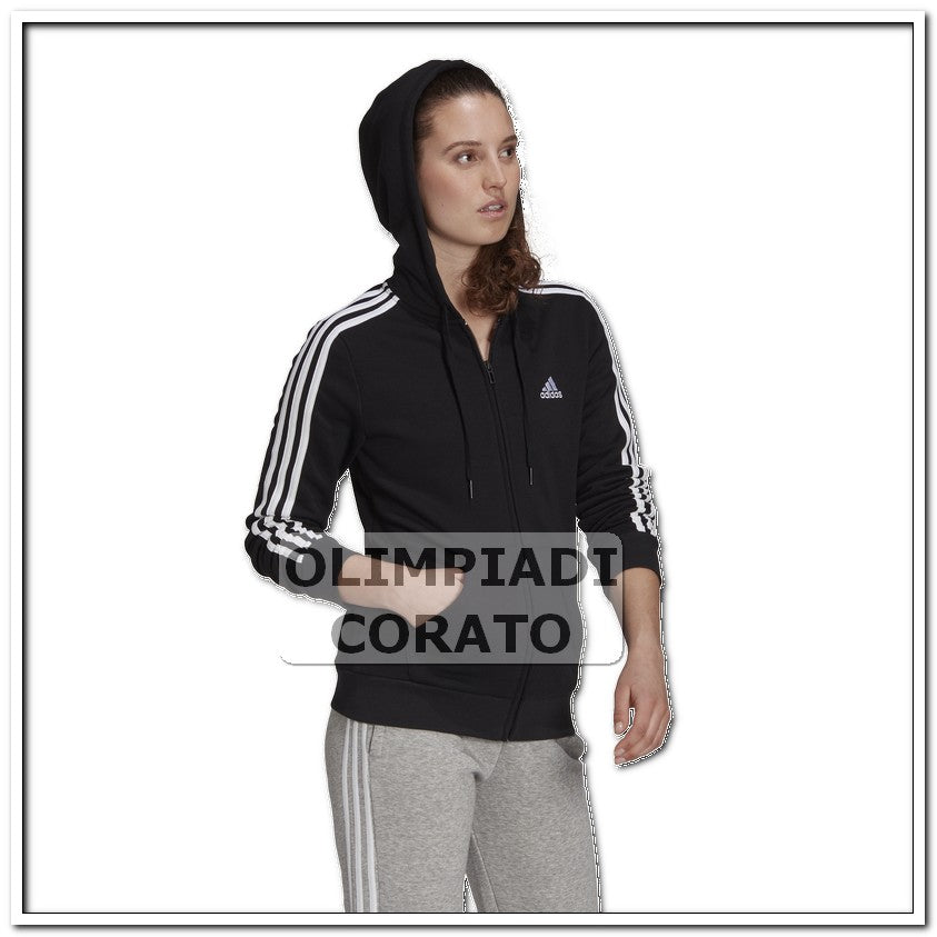 FELPA CAPPUCCIO ZIP W ADIDAS NERO