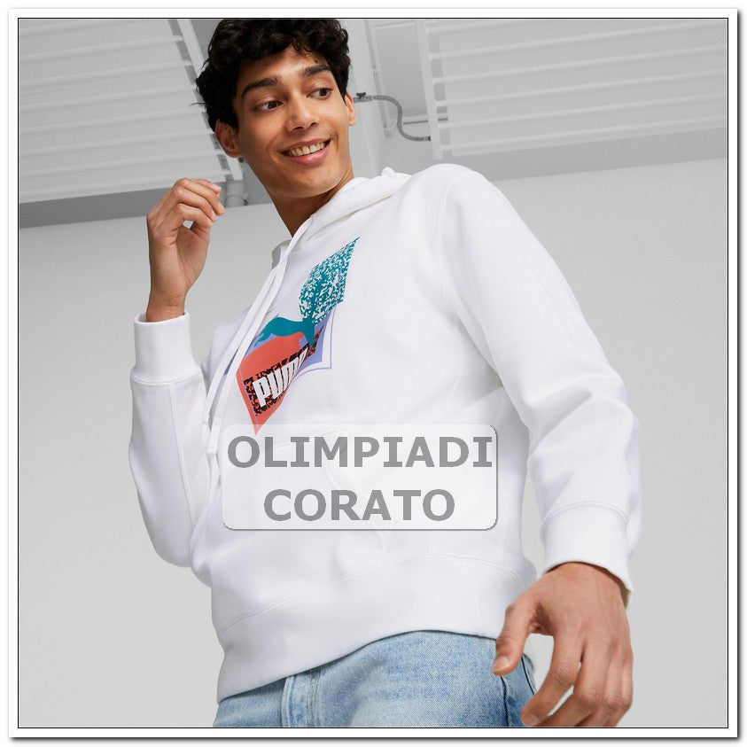 FELPA PUMA BRAND LOVE CAPPUCCIO BIANCO