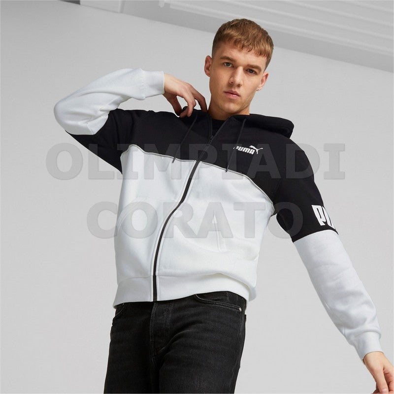FELPA ZIP CAPPUCCIO PUMA NERO-BIANCO