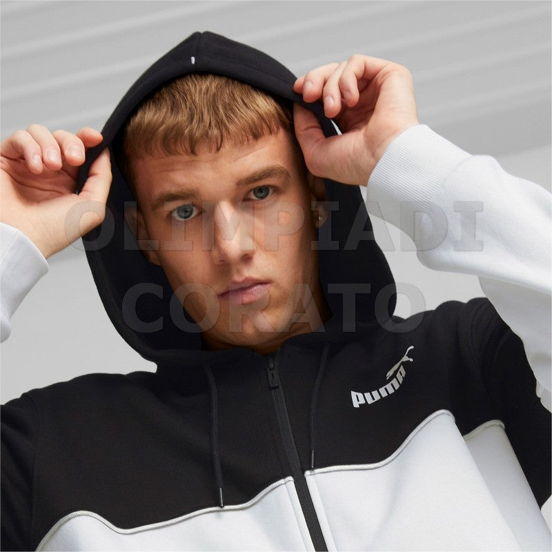 FELPA ZIP CAPPUCCIO PUMA NERO-BIANCO