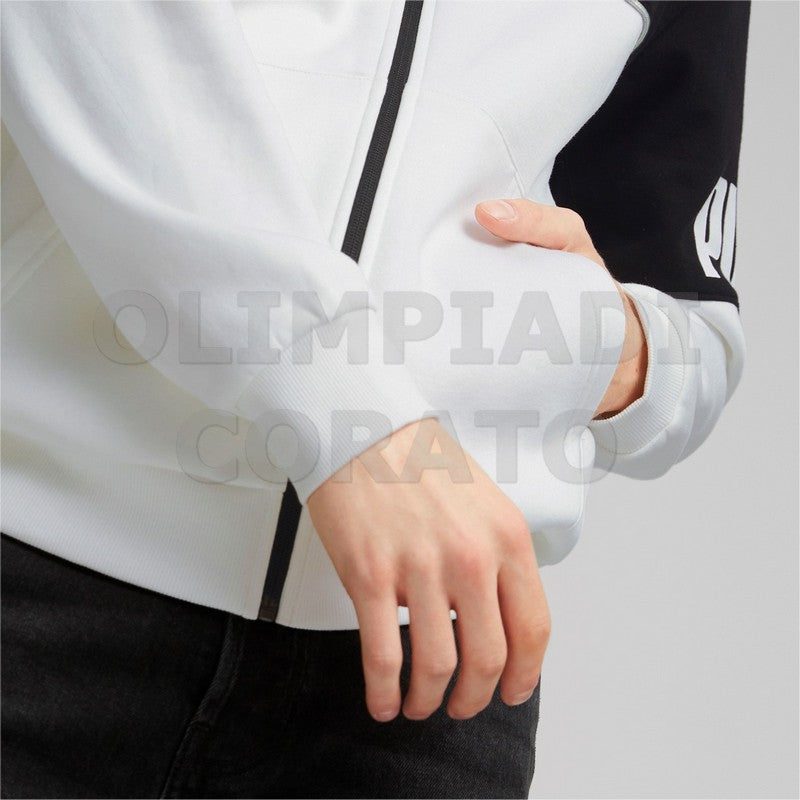 FELPA ZIP CAPPUCCIO PUMA NERO-BIANCO