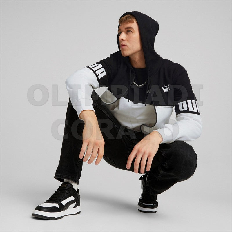 FELPA ZIP CAPPUCCIO PUMA NERO-BIANCO