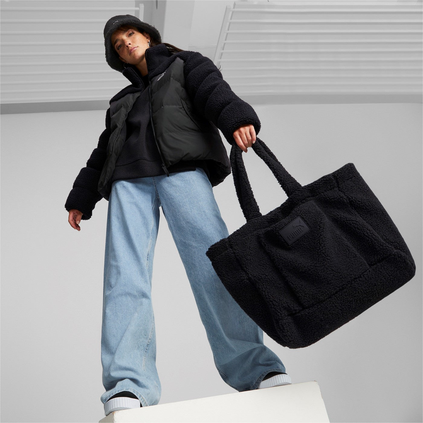 BORSA SHERPA TOTE BAG NERO