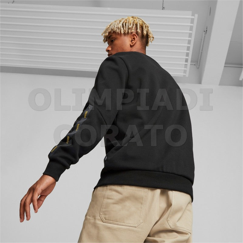 FELPA CREW ESS TAPE GOLDEN PUMA NERO