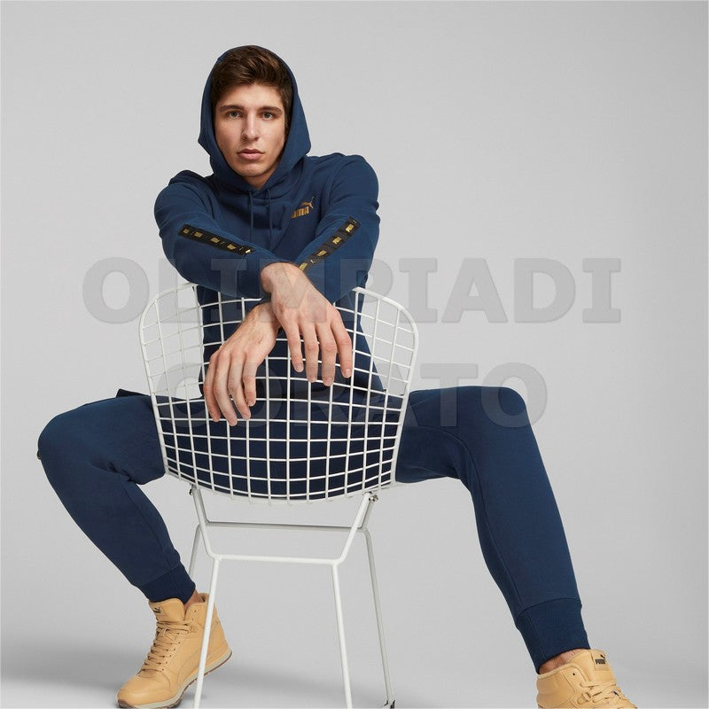 FELPA CAPPUCCIO ESS TAPE GOLDEN PUMA BLU
