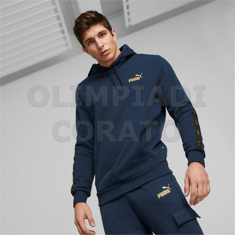 FELPA CAPPUCCIO ESS TAPE GOLDEN PUMA BLU