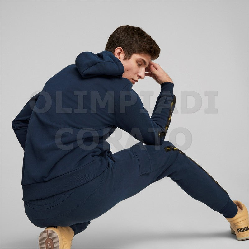 FELPA CAPPUCCIO ESS TAPE GOLDEN PUMA BLU