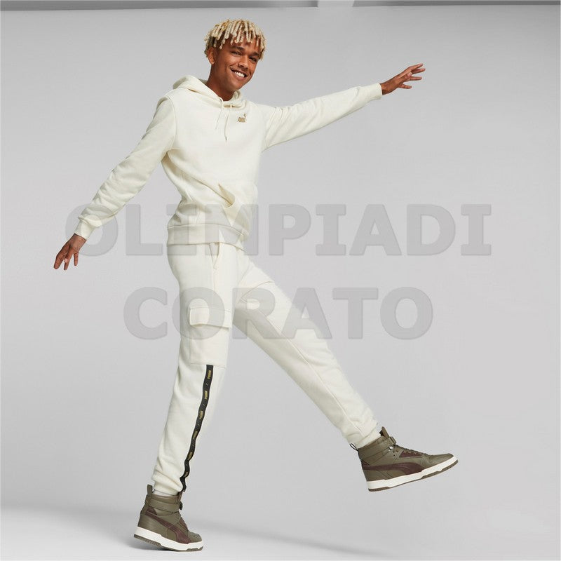FELPA CAPPUCCIO ESS TAPE GOLDEN PUMA BIANCO