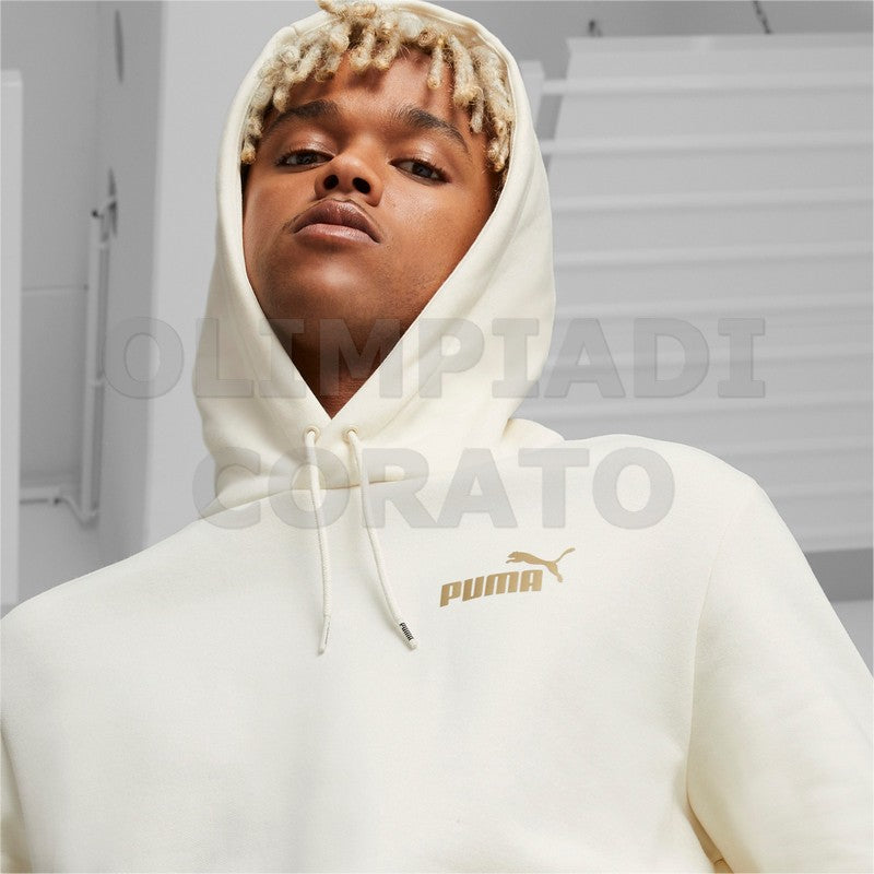 FELPA CAPPUCCIO ESS TAPE GOLDEN PUMA BIANCO