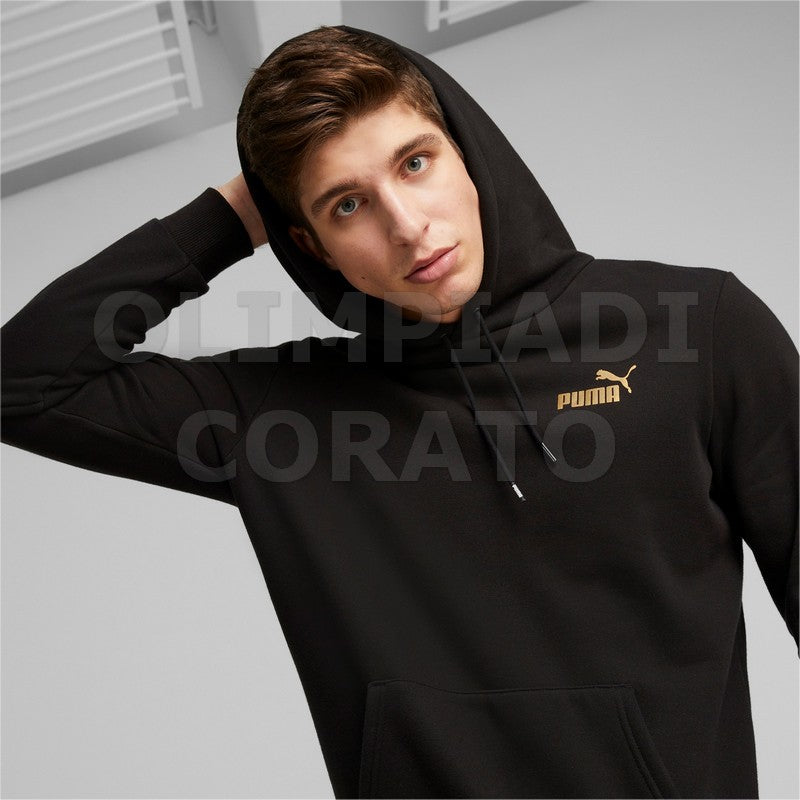FELPA CAPPUCCIO ESS TAPE GOLDEN PUMA NERO