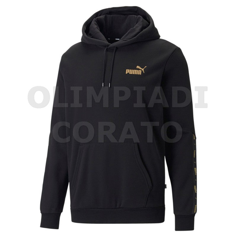 FELPA CAPPUCCIO ESS TAPE GOLDEN PUMA NERO