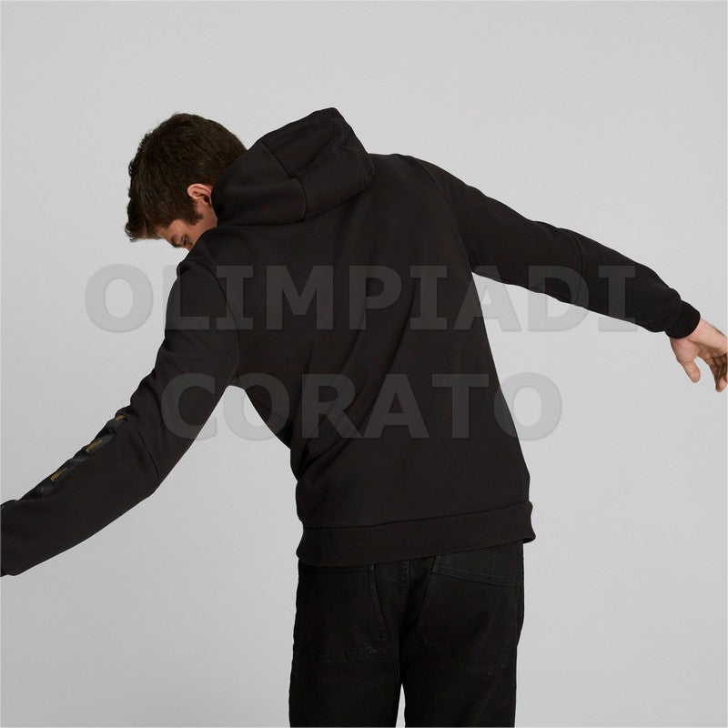 FELPA CAPPUCCIO ESS TAPE GOLDEN PUMA NERO
