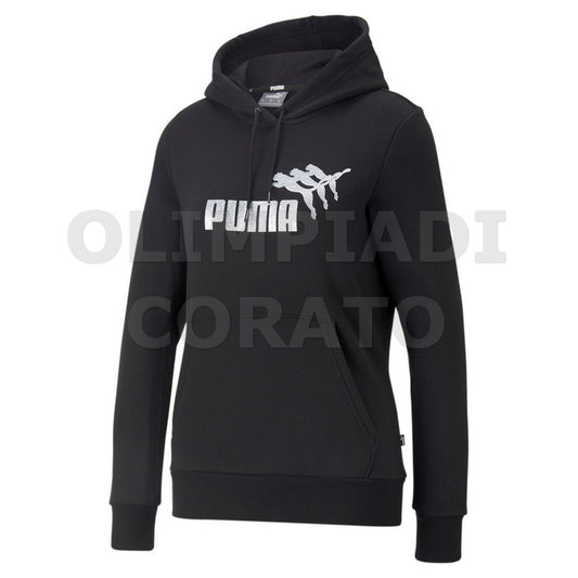 FELPA CAPPUCCIO ESS METALLICS SPARKLE PUMA NERA