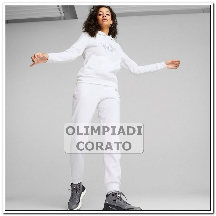 PANTALONE ESS METALLICS SPARKLE PUMA BIANCO FELPA