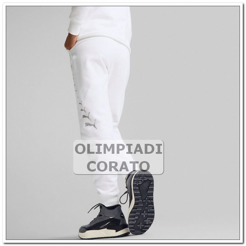 PANTALONE ESS METALLICS SPARKLE PUMA BIANCO FELPA