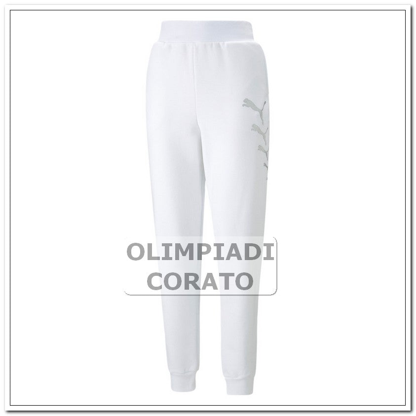 PANTALONE ESS METALLICS SPARKLE PUMA BIANCO FELPA