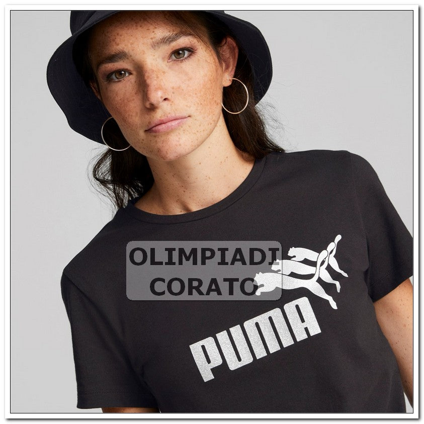T SHIRT PUMA ESS METALLICS SPARKLE NERO COTONE