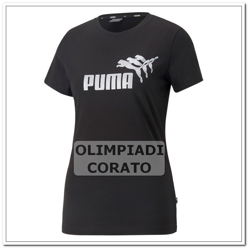T SHIRT PUMA ESS METALLICS SPARKLE NERO COTONE