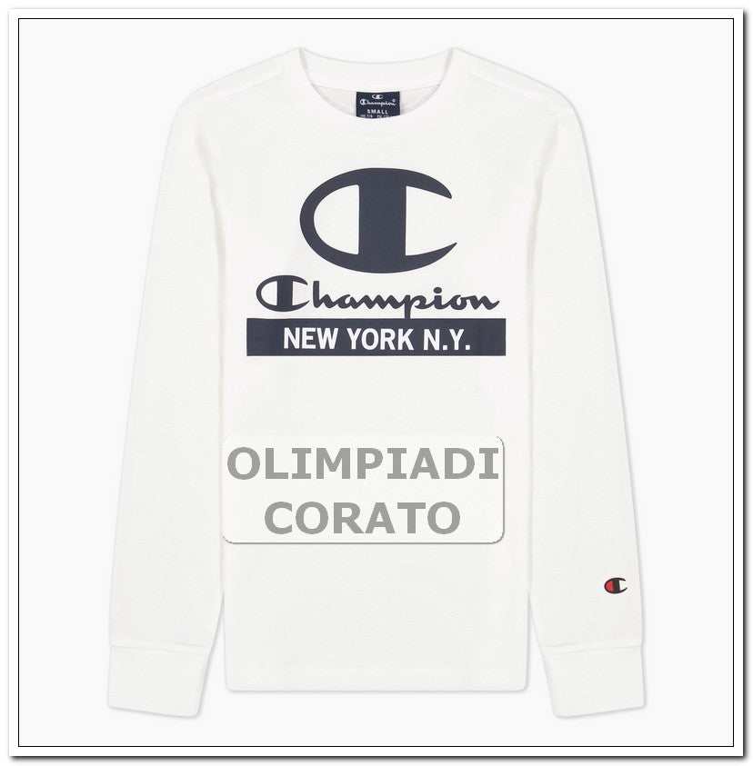 MAGLIA MANICA LUNGA T SHIRT JUNIOR CHAMPION BIANCO