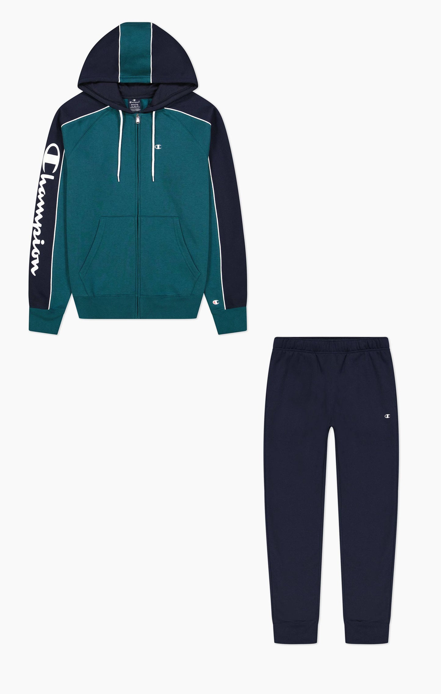 TUTA ZIP CON CAPPUCCIO CHAMPION VERDE
