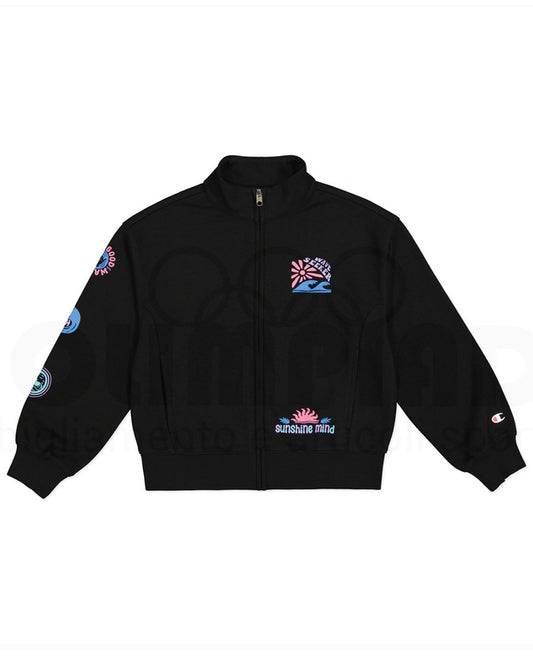 Felpa con Zip Champion Full Zip Sweatshirt Girl Nero 405123-KK001