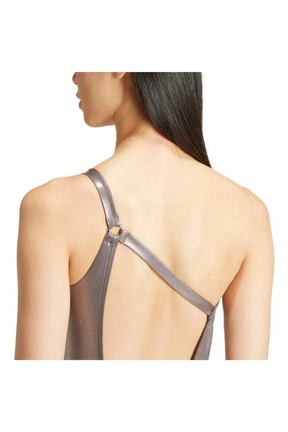 Costume Intero Donna Adidas Glam Swimsuit Argento Monospalla - IU1193