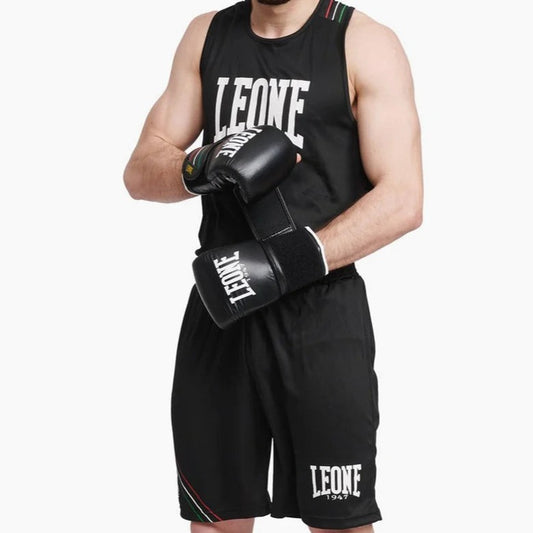 CANOTTIERA BOXE "FLAG" LEONE AB226-NERO