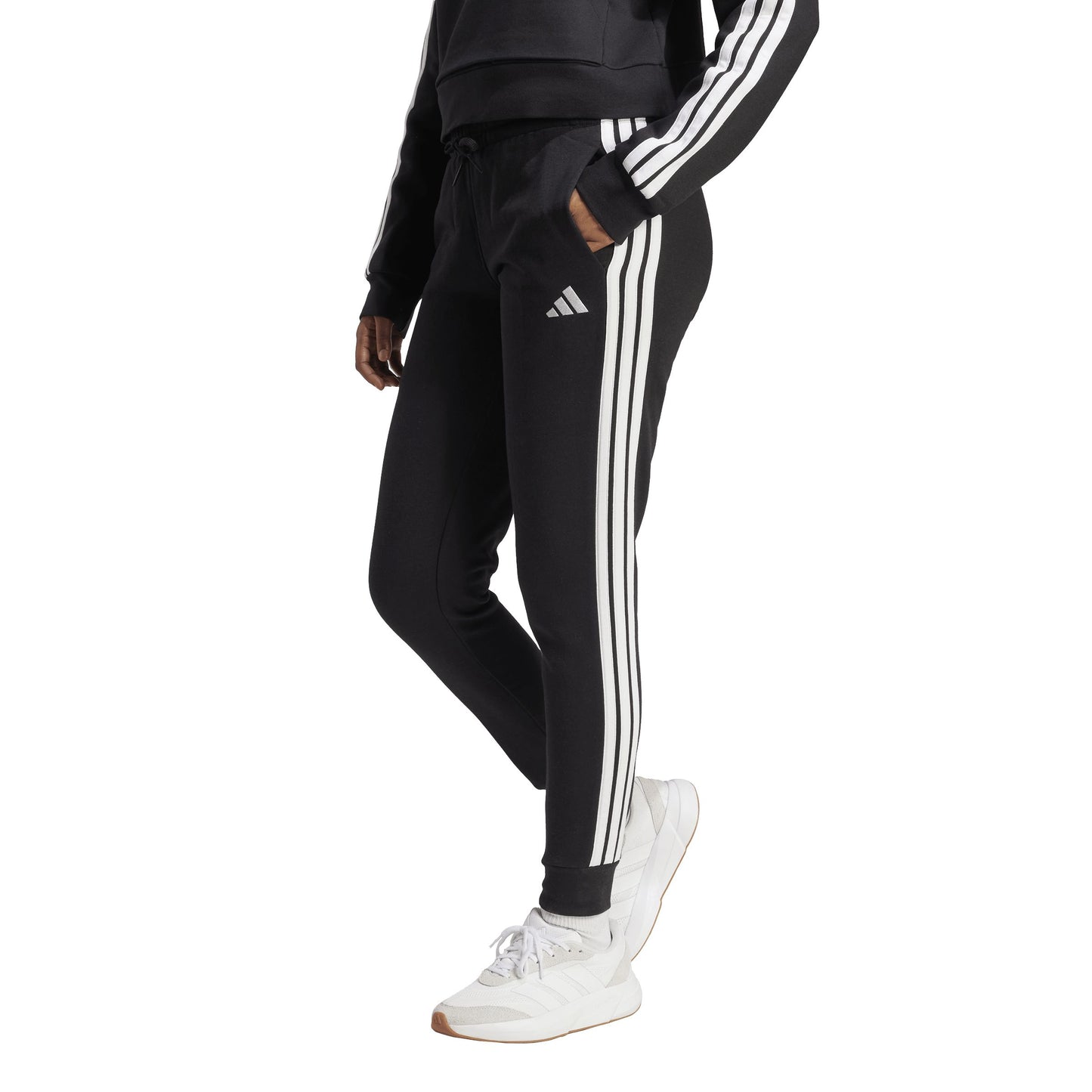 Pantaloni Adidas Donna Essentials 3-Stripes Fleece Slim Nero JX2543