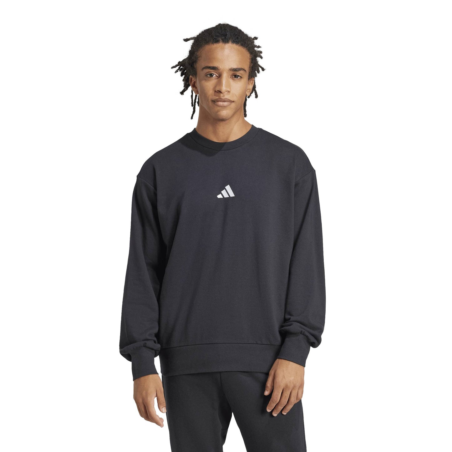 Felpa Girocollo Adidas Uomo Essentials Feelcozy Nero JE3837