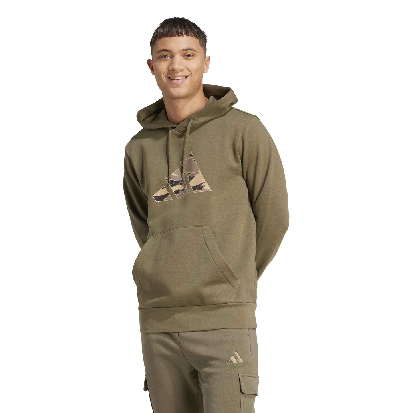 Felpa con Cappuccio Adidas Camo Graphic Hoodie Uomo Verde Militare JM6379