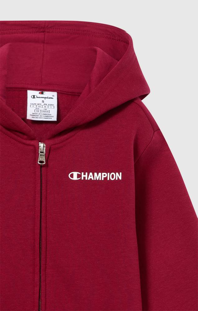 Felpa con Cappuccio Full Zip Champion Hooded Full Zip Sweatshirt Junior Rosso 307255-RS525