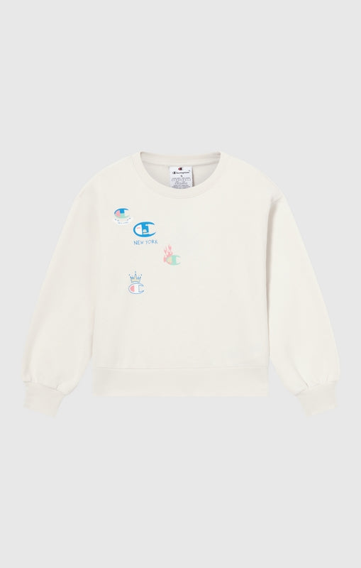 Felpa Girocollo Champion Crewneck Sweatshirt Junior Bianco 405219-WW056